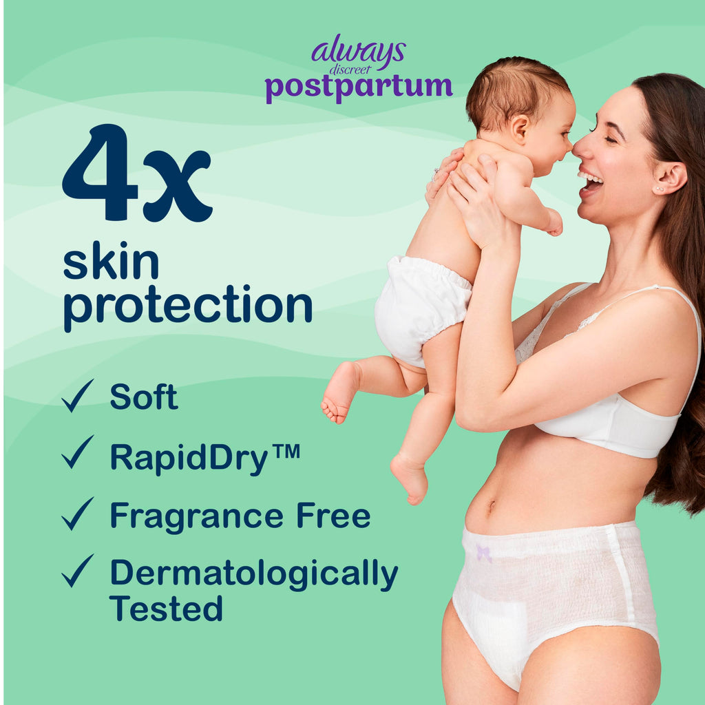 Always Discreet Postpartum and Adult Incontinence Underwear for Women, Large, Maximum Protection, 14 Count (Pack of 3)