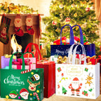 IPQXE 34 Pack Christmas Gift Bags Assorted Sizes- Reusable Tote Bags Non-Woven, Xmas Shopping Bags with Handles, for Christmas Treat Bags, Gifts Wrapping, Xmas Party Supplies 16 Large 18 Small