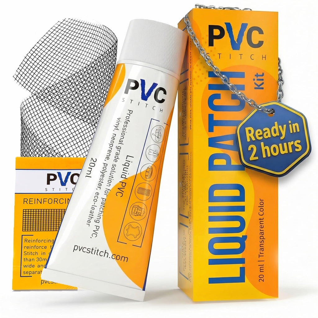 PVC Stitch Heavy Duty Repair Kit for Air Mattresses, Waterbeds, Hot Tubs, Above-Ground Pools, Bouncy Houses, Air Mats, PVC Pipes & Hoses, Punching Bags, and Much More (+ Reinforcing Mesh Cord)