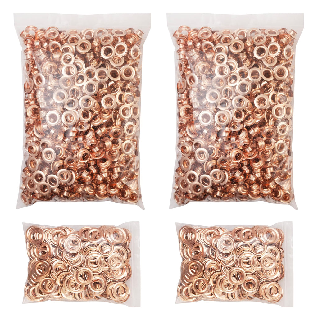 KING PIECES 2000pcs Rose Gold Grommets 3/8 Inch (10mm) Washers and Grommets Kit for Grommet Tool, Banner & Posters Metal Grommets Eyelets for Fabric Clothes Leather Belt Punching