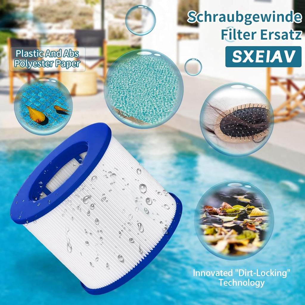 SXEIAV Hot Tub Replacement Threaded Filter Cartridges,Screw-in Hot Tub spa Filters for All Relxtime, Aleko, Wejoy,Aquaspa Hot Tubs & Other Spas(12 Pack)