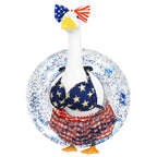 APHIUFR 4th of July Porch Goose Outfits,3 Pcs Goose Outfit Set with Bow Headband,Bikini Skirt and Swim Ring,Fits 23-Inch Lawn Goose Statue,Patriotic Porch Goose Clothes for Yard Garden Patio Decor