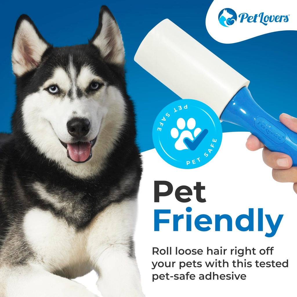 PetLovers Extra Sticky Lint Roller Mega Value Set for Pet Hair Removal, Dog and Cat Lint Remover (8 Pack Refills)