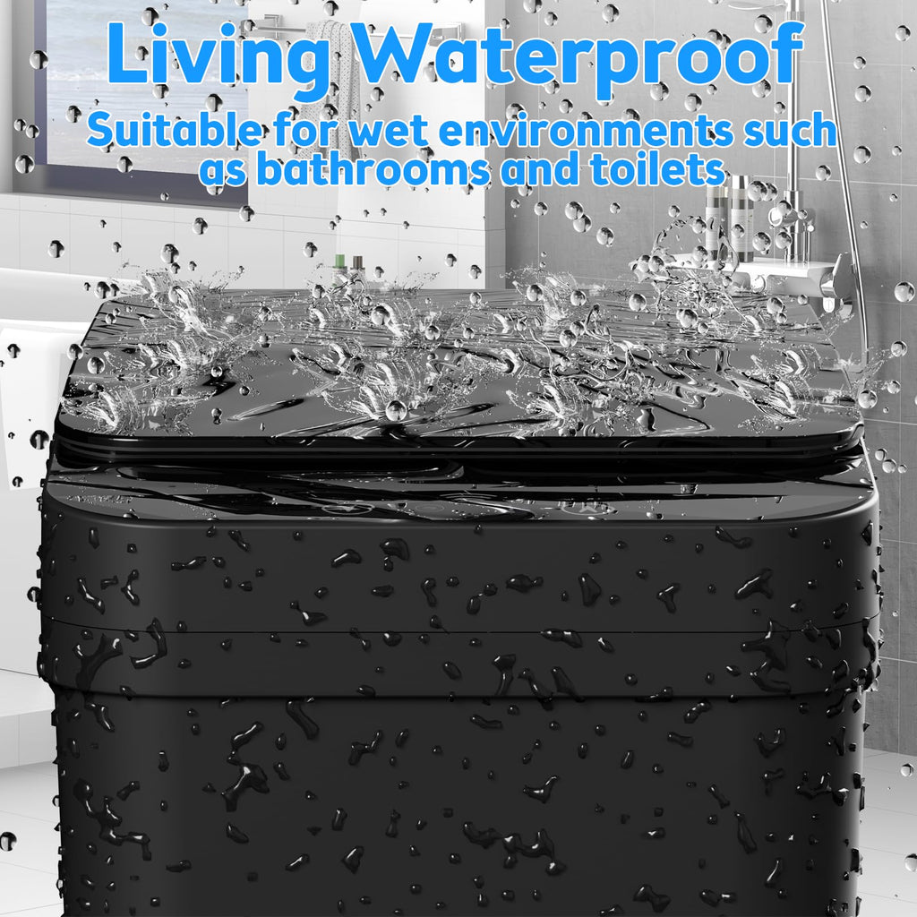 Bathroom Trash Can with Lid, KOEYLE 2 Pack 2.2 Gallon Automatic Touchless Garbage Can, Small Motion Sensor Smart Trash Can, Slim Waterproof Trash Bin for Bedroom, Bathroom, Office, Living Room (Black)