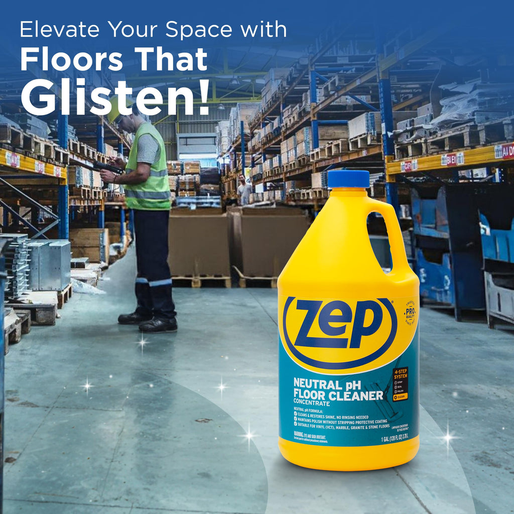 Zep Neutral PH Industrial Floor Cleaner - 1 Gallon - ZUNEUT128 - Concentrated Pro Trusted All-Purpose Floor Cleaner (Pack of 2)