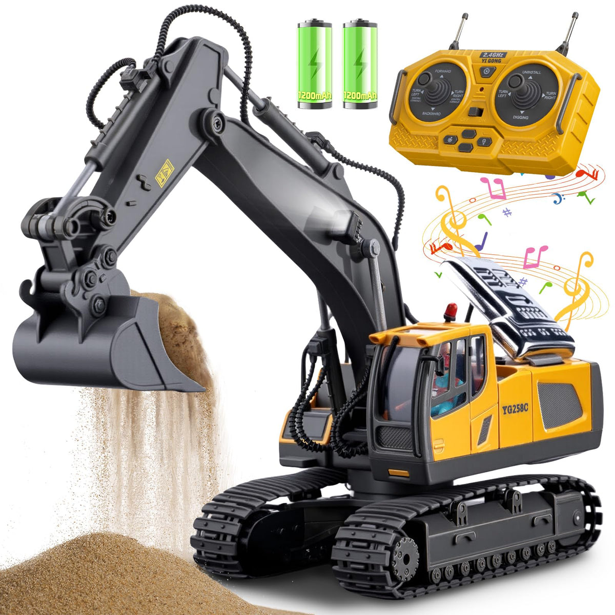 Remote Control Excavator Toys, 11 Channel 1:20 RC Construction Truck