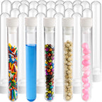 Berenti 25 PCS Plastic Test Tubes with Caps (10 ml) - Clear Test Tubes with (4.3"L x 0.5"W) for Scientific Experiments, Sample Testing, Home & Party Décor and as Storage Container for Beads, Powder