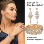 Paxuan Womens White Clear Rhinestone Crystal Wedding Bridal Bridesmaid Bracelet Jewelry Link Tennis Bracelet