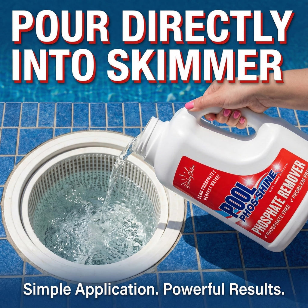 Phosphate Remover Pool Treatment – 3 L (101.5 fl oz) – Liquid Pool Chemicals, Skimmer-Pour Application, Easy Cap Measure, ppb Dosing Guide, Filter-Friendly Clarity Support – BubbyShine