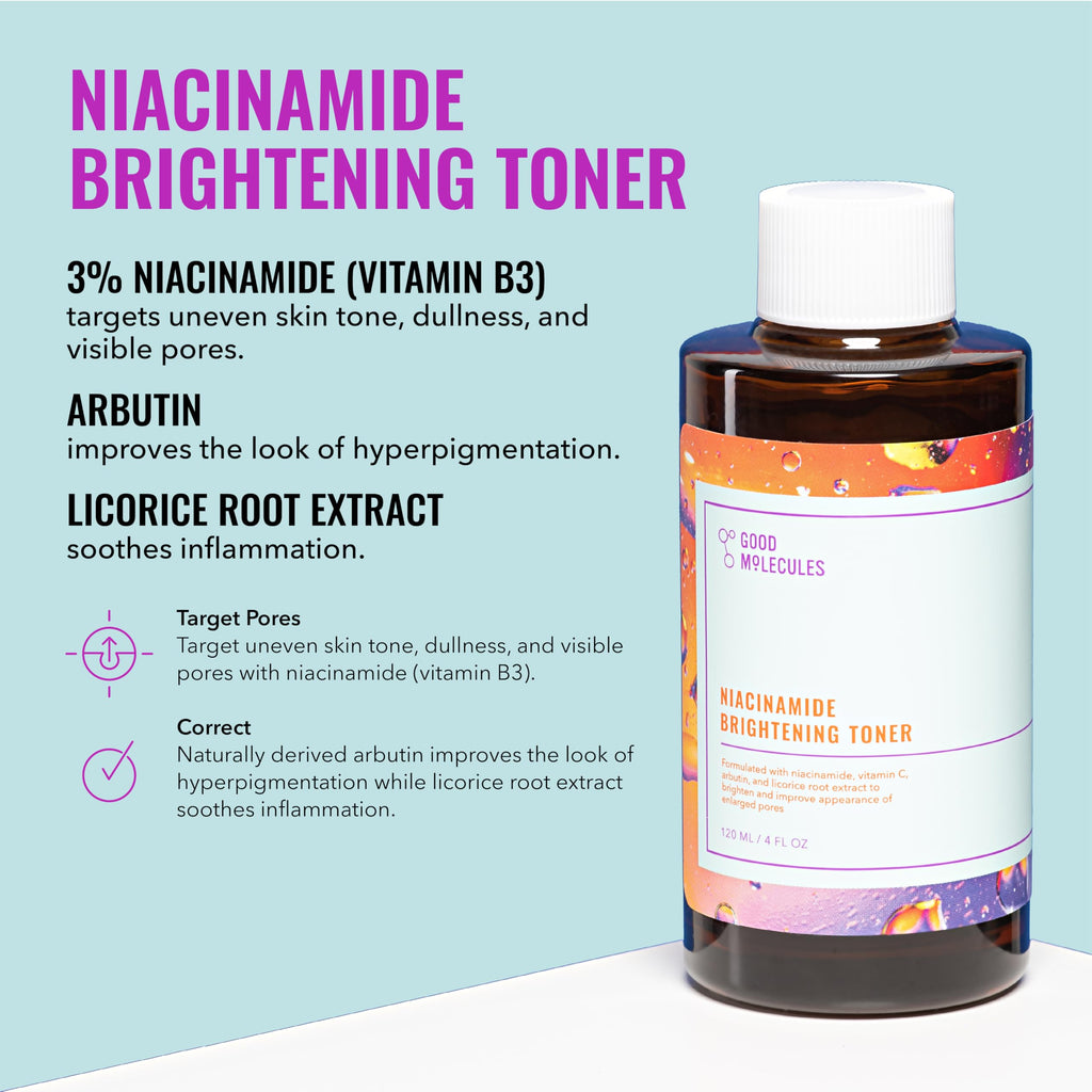 Good Molecules Cleanse, Tone & Moisturize Skincare Set – Hydrating Facial Cleansing Gel (200ml), Niacinamide Brightening Toner (120ml) & Lightweight Daily Moisturizer (100ml)