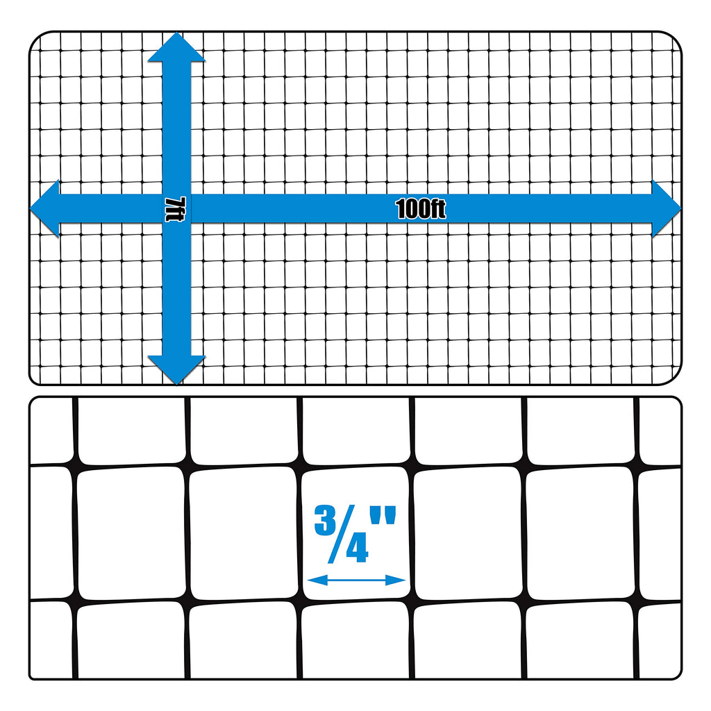 Fencer Wire 7 ft. x 100 ft. Garden & Plant Protective Netting with 3/4" Mesh, Reusable & Doesn't Tangle, Protection Against Bird, Deer and Other Animals, Multiple Choices Available (c. Heavy Duty)