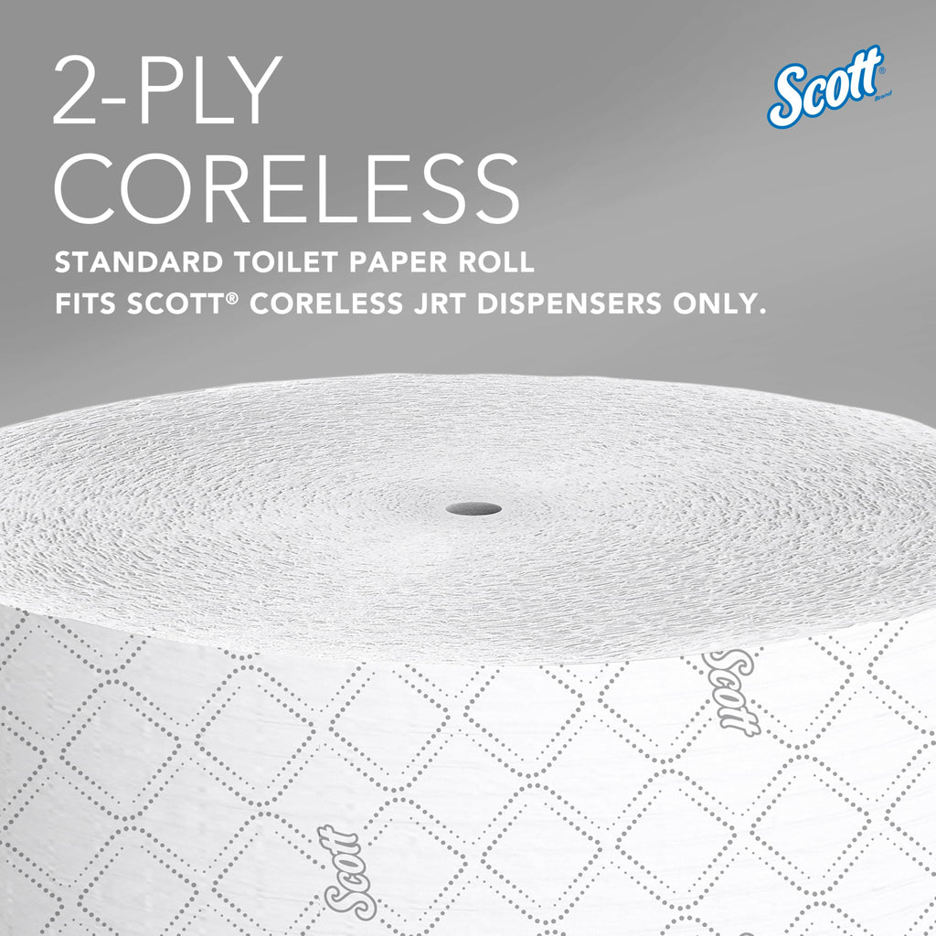 Scott Professional Coreless High-Capacity Jumbo Roll Toilet Paper, Bulk (07006), 2-Ply, Elevated Design, Septic Safe, White (12 Rolls at 1,150' Each, 13,800'/Case)