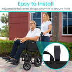 Vive Wheelchair Carry Bag - Arm Rest Pouch for Rollator, Walkers, Power Wheel Chairs and Knee Scooters - Side Storage Organizer for Elderly, Seniors, Adults (Black)