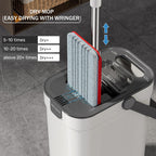 HoMettler Mop and Bucket Set, 3-Tank Flat Mop and Bucket System for Separate Dirty & Clean Water, 65" Mops for Floor Cleaning with 6 Washable Pads, Safe for Hardwood, Vinyl, Tile, Baseboards, Walls