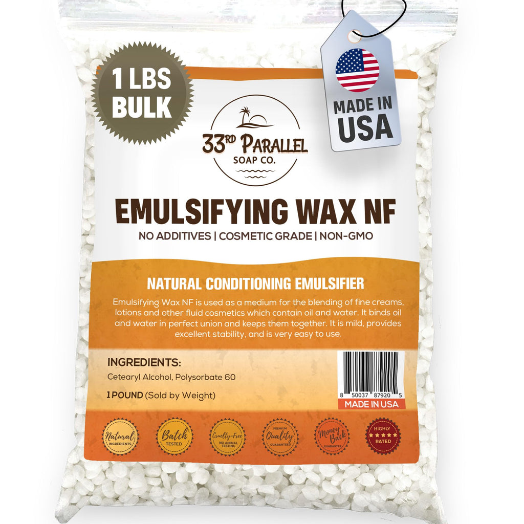 Non-GMO Emulsifying Wax NF Pastilles (1 LBS / 16 OZ) 100% Natural Plant Derived | For Lotions, Creams, Soap Making, Hair Products | Cosmetic Grade | Product of USA | 1 POUND