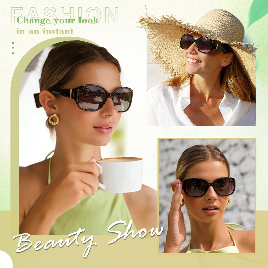 EYEGUARD 2 Pack Bifocal Reading Sunglasses for Women Oversized Sun Readers UV400 Protection Outdoor Reading Glasses 1.50