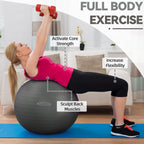 Fitvids Anti-Burst Slip Resistant Exercise Ball with Quick Pump, 2,000-Pound Capacity, Gray, 30-inch, XL