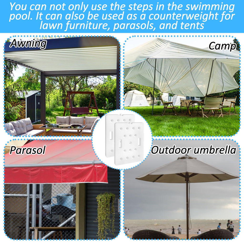 2 PCS Swimming Pool Ladder Weights, Universal Water Sand Anchors Bin Stabilizers with 8 Adjustable Straps Sturdy Pool Weights for Above Ground or Inside Pools Easy Step System