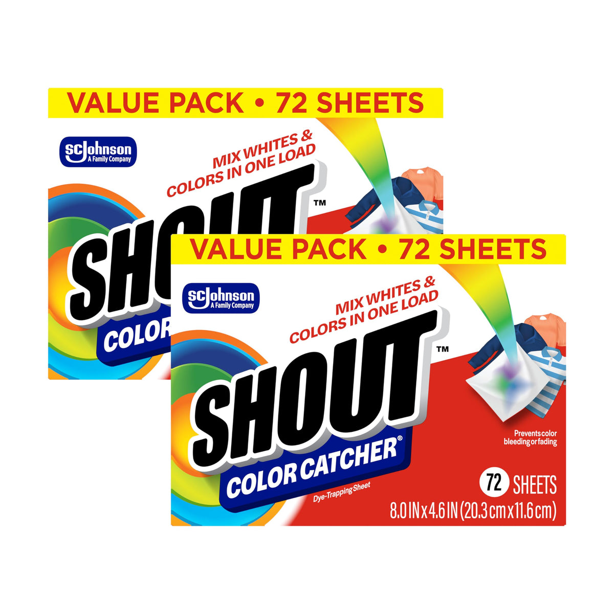 Shout Color Catcher Dye-Trapping Laundry Sheets, 72 Count, (2-Pack)
