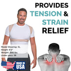 BackEmbrace Posture Corrector for Women and Men - Made in USA - Slim and Adjustable Shoulder Brace - Back Brace for Back Pain Relief - Sand Drizzle M/L