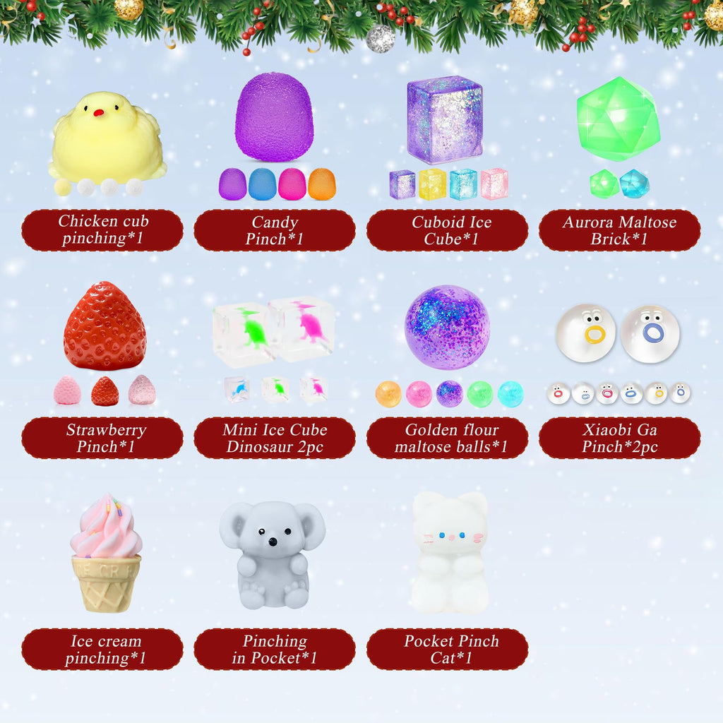 Squishy Advent Calendar 2026, Fidget Christmas Countdown Calendar, 24 Days of Surprises Squishy Toys Box, Xmas Toys for Sock Stuffing & Christmas Gift