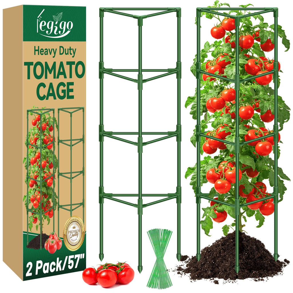 Legigo 2 Pack 57 Inch Tomato Cage for Garden, Heavy-Duty Tomato Trellis Plant Support Stakes, Adjustable Garden Trellis Plant Cage for Climbing Plants Peppers Outdoor Raised Garden Bed and Vegetables