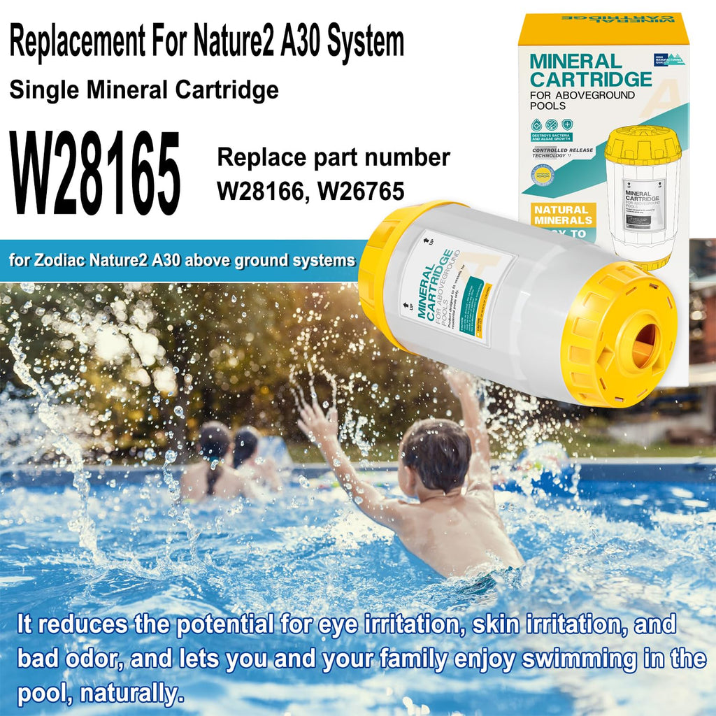 W28165 Mineral Cartridge Replacement Part Fit for Zodiac Nature2 A30 Cartridge, for Zodiac Nature 2 Above Ground A Vessels, for Pools Up to 30K Gallons (Except Limited), 2 Holes of Buttom