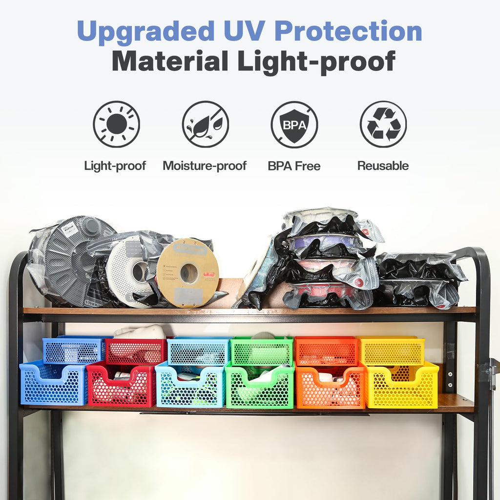 Vacbird 30pcs Filament Storage Bags Light-Proof Vacuum Storage Kit with USB Pump, 3D Printer Filament Vacuum Sealed Bags for Keeping Dry, Plus Size 32X34cm