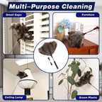 Soarer Extendable Ostrich Feather Duster - 40 inches Fluffy Long Handle Reusable Feather Duster for Cleaning Ceiling Fan,Pendant lamp, High Ceiling, Blinds, Furniture