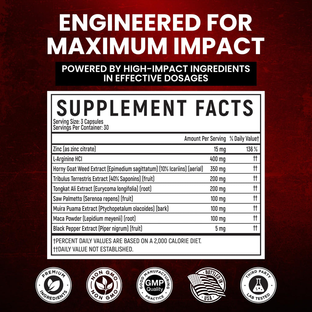 Premium Male Enhancement | Rapid Acting Blood Flow Support | Bigger, Rock Hard, Longer | 9 in 1 Intimacy Complex to Restore Confidence, California Manufactured, 3rd Party Tested – 90 Caps