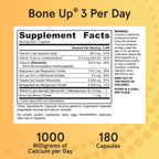 Jarrow Formulas BoneUp Three Per Day for Bone Density and Skeletal Nutrition, Includes Vitamin D3, K2 (as MK-7) and Calcium, 180 Capsules, 60 Day Supply