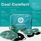 Medi Grade Cooling Face Mask set with Cooling Eye Mask for Puffy Eyes and Insulated Thermo-bag - Soothing Gel Ice Face Mask and Eye Ice Mask for Dark Circles and Puffiness - Cold Face Relaxation