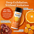 TruSkin BHA Liquid Exfoliant & Toner for Face - Triple Acid AHA BHA PHA Exfoliator with Salicylic, Glycolic Acid & Vitamin C - Improves Look of Tone & Texture, Unclogs Pores, 4.2 fl oz