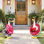 2 Set Hawaiian Porch Goose Outfits,23''Porch Goose Summer Outfits,Bikini Lawn Goose Costume,Yard Goose Clothes Skirt Hat Glasses Floral Wreath Swimming Ring for Outdoor Garden Yard Decor