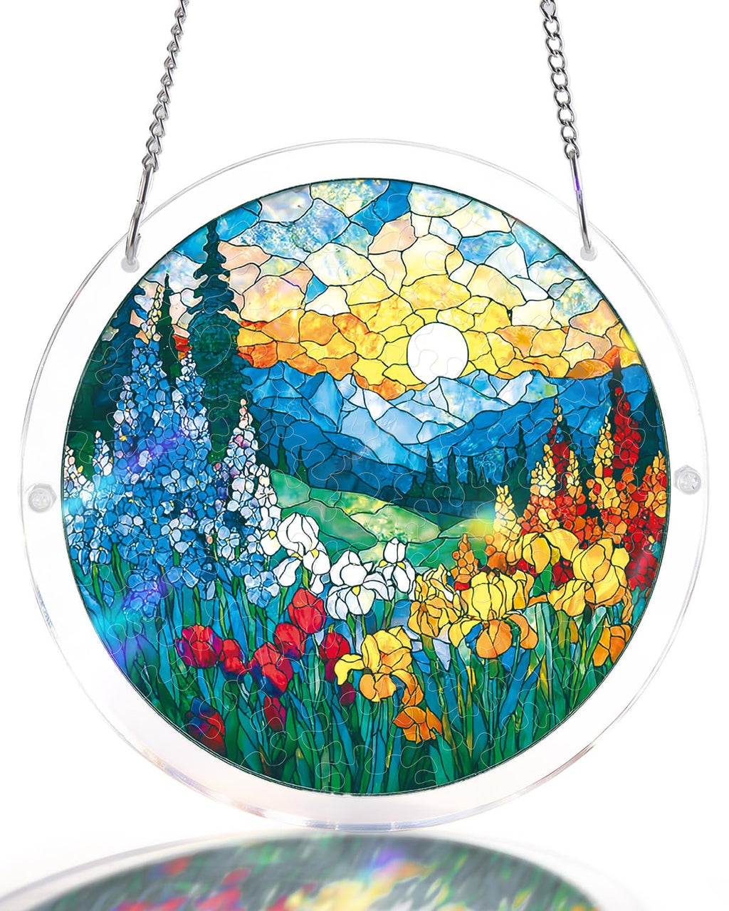 KaayeeWood Acrylic Suncatcher Puzzle, Dawn Blossom Sea-7.4 in