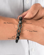 ziella Personalized Infinity Bracelet for Husband, Custom Braided Leather Bracelet with Engraved Name Beads, Anniversary Birthday Gift (9inch, Irreplaceable)
