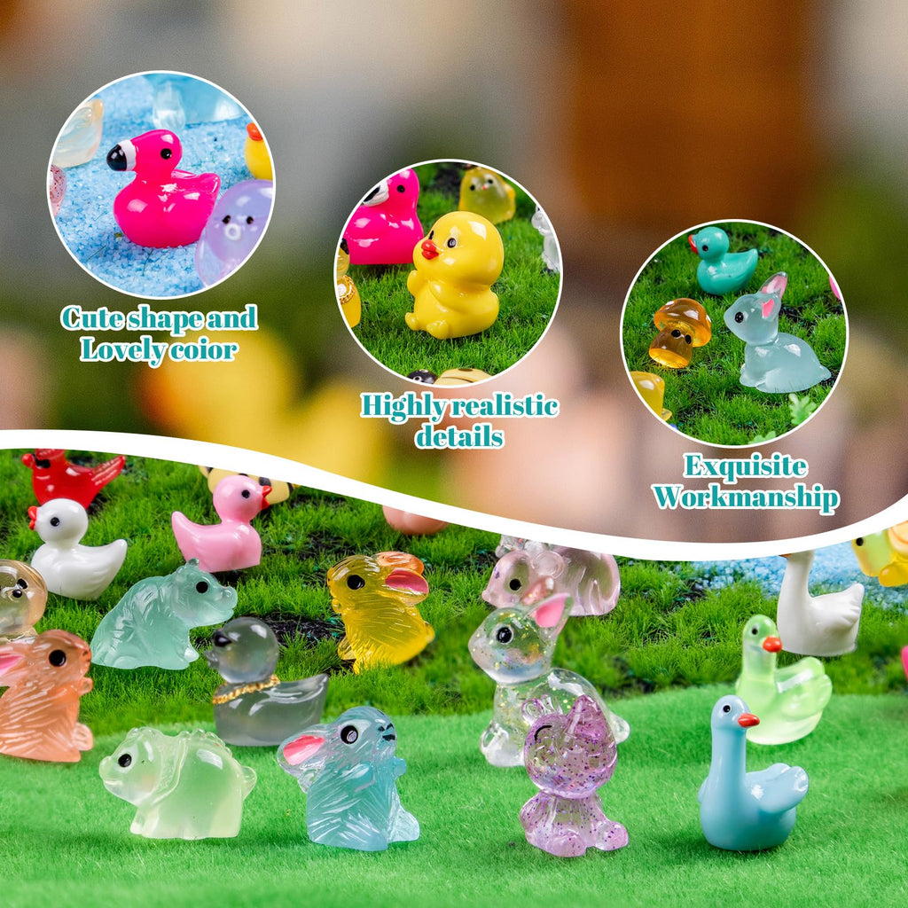 Teenzee 240 Pcs Mini Resin Animals Variety Tiny Animals Figures Miniature Little Small Animal Figurines Bulk for Micro Fairy Garden Landscape Accessories Hide Crafts Decor Aquarium
