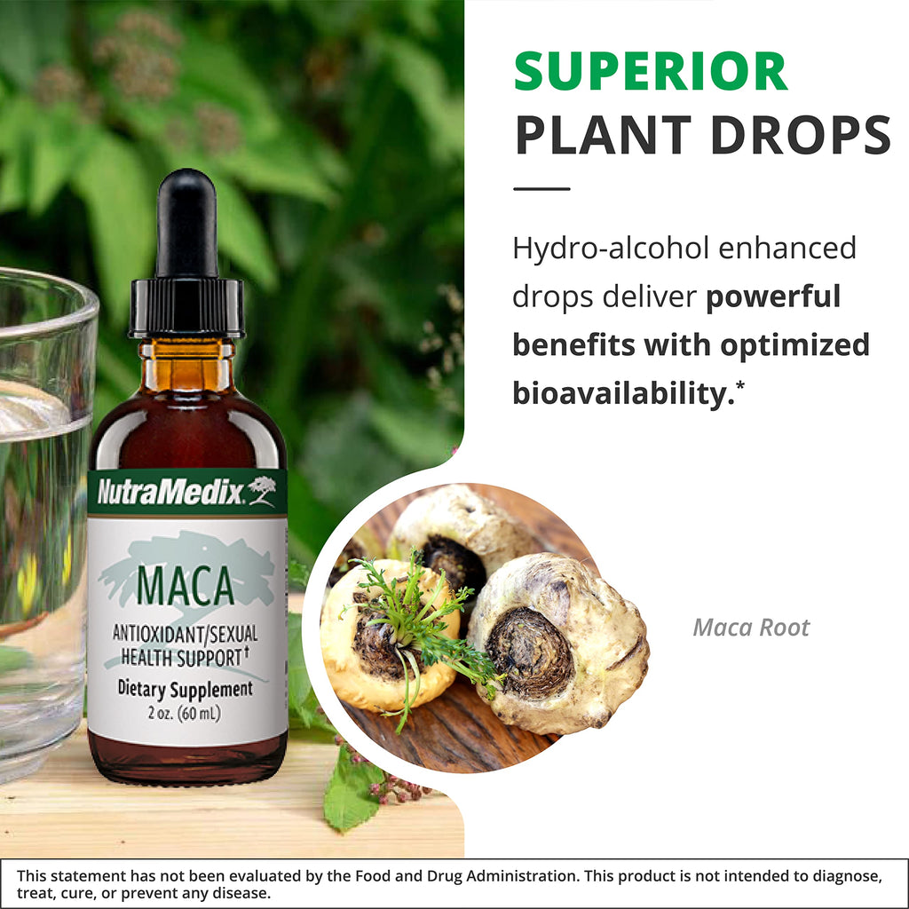 NutraMedix Maca Liquid Tincture - Mood Supplement Drops with Peruvian Maca Root Extract for Women's Health - Herbal Support for Hormonal Health & Mood - Vegan Supplements (2oz / 60ml)