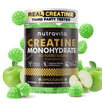 Nutravita NSF Certified Creatine Gummy - Creatine Monohydrate Gummies for Men & Women-5g of Creatine Monohydrate per Serving - Sugar Free,Vegan, Apple Flavor, 120 Count