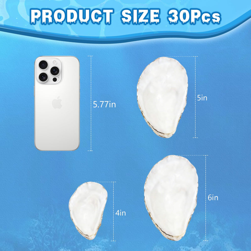 VMEECARL 30Pcs 4"-5" Concave Oyster Shells for Crafts Natural Large Oyster Shells for DIY Crafting Christmas Ornaments Decoupage Beach Decor Arts and Bulk Clam Shells Sea Shells for Crafts