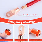 TKDMR 264 PCS Battery Cable Ends Kit,132 PCS AWG 8 6 4 2 1/0 2/0 Heavy Duty Copper Wire Lugs Ring Terminals,Battery Cable Lugs Eyelets Terminal Connectors with 132 PCS 3:1 Heat Shrink Tubing
