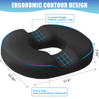 BlissTrends Donut Pillow Seat Cushion,Donut Chair Cushions for Postpartum Pregnancy & Hemorrhoids,Tailbone Pain Relief Cushion,Memory Foam Lifting Cushions for Office&Home Chairs (Black)