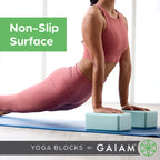 Gaiam Yoga Block - Supportive Latex-Free EVA Foam Soft Non-Slip Surface for Yoga, Pilates, Meditation (Blue Shadow Point)
