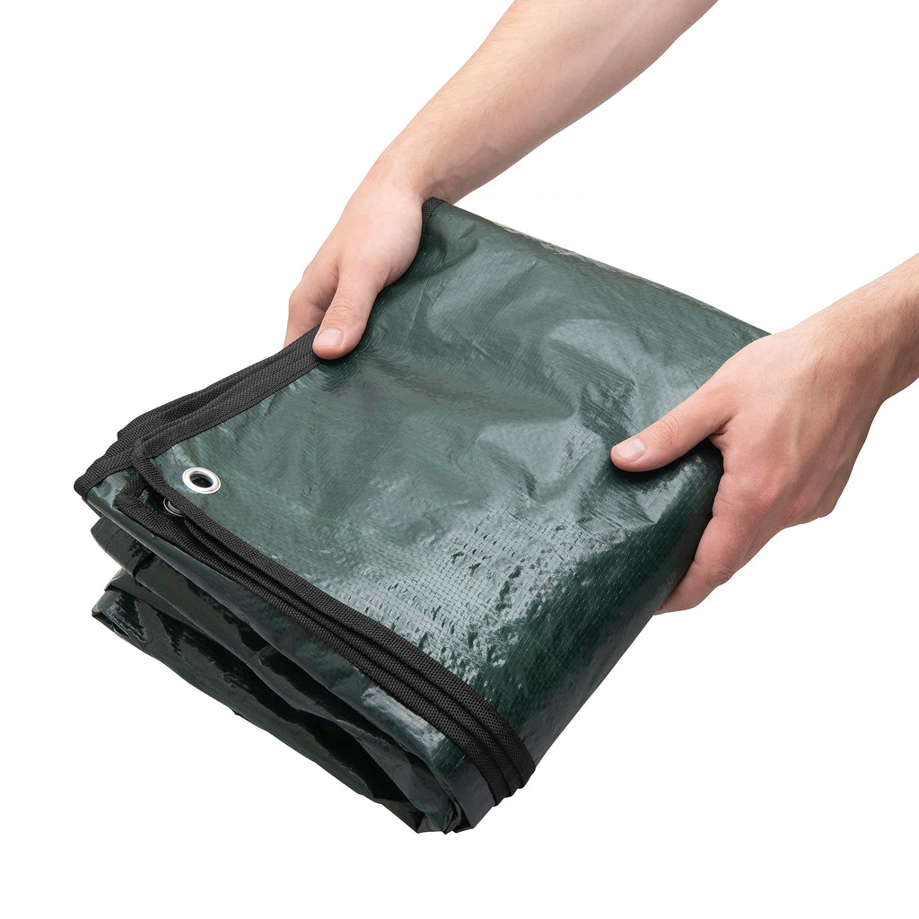 LydKin Landscape Tarp 8x8ft - 22" Center Hole to Fasten Around Trees and Shrubs - Complete with Garden Stakes