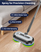 Blonex Cordless Electric Mop, Electric Spin Floor Mop with LED Headlights & Water Sprayer, Long-Lasting Battery, Large 290ml Tank, Self-Propelled Floor Cleaner with Adjustable Tube for All Floors