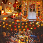 Runleo 4 Pack Fall Decorations Maple Leaf Lights Garland Total 40 ft 80 LED
