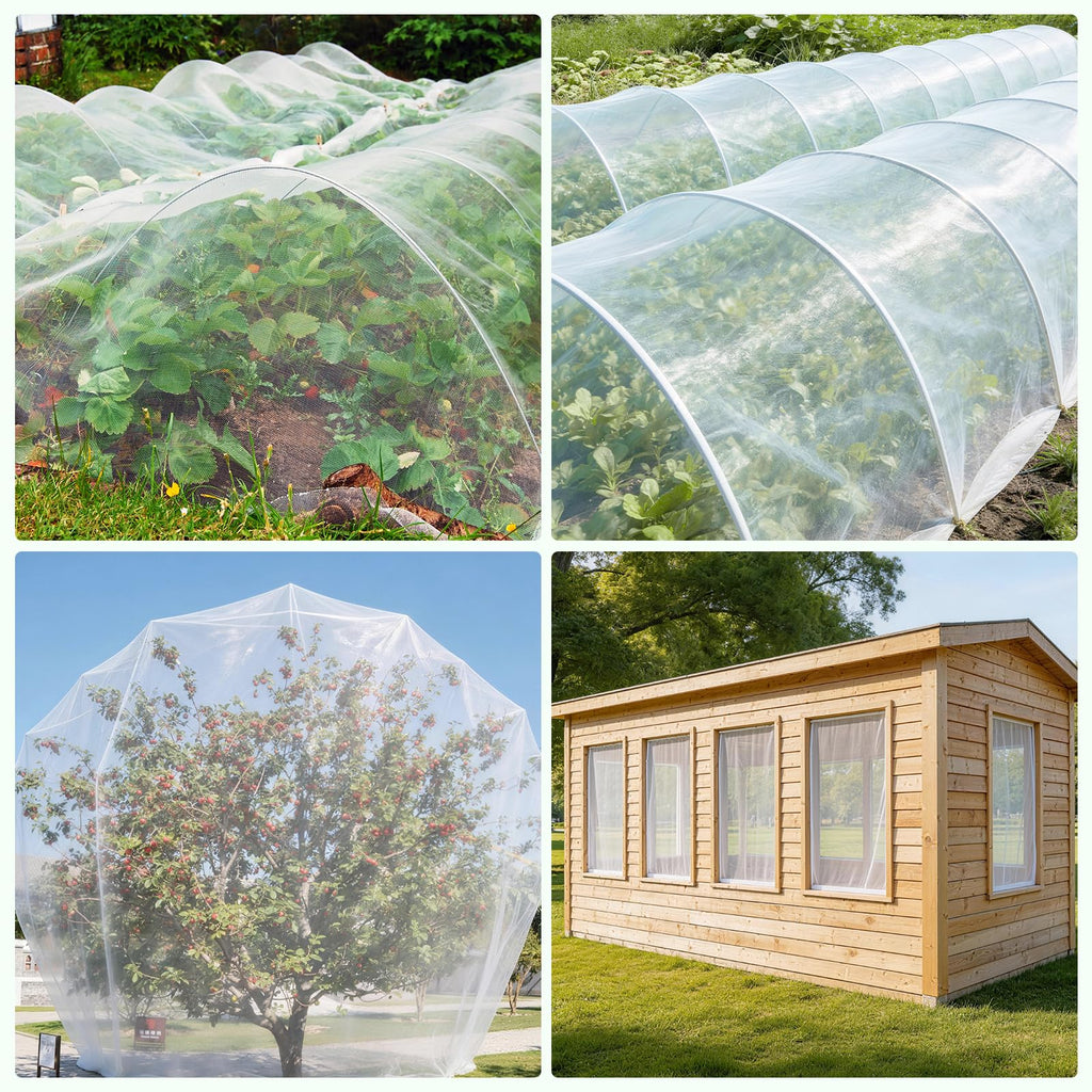 Garden Netting, 10x50Ft Thicken Ultra Fine Mesh Insect Netting, Garden Netting for Raised Beds, Greenhouse Row Cover Barrier for Birds Animals, Garden Mesh Netting for Vegetable Flowers Fruits