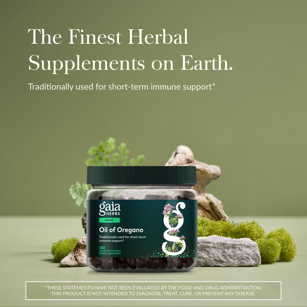 Gaia Herbs Oil of Oregano - Immune & Antioxidant Support Supplement - with Oregano Oil, Carvacrol & Thymol* - 180 Vegan Liquid Phyto-Caps (180 Servings)