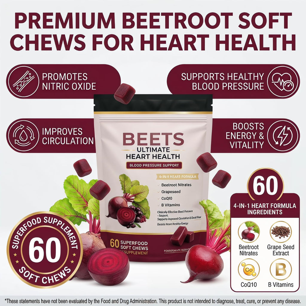 EOQIFJM Beet Chews 4-in-1, 60 Count