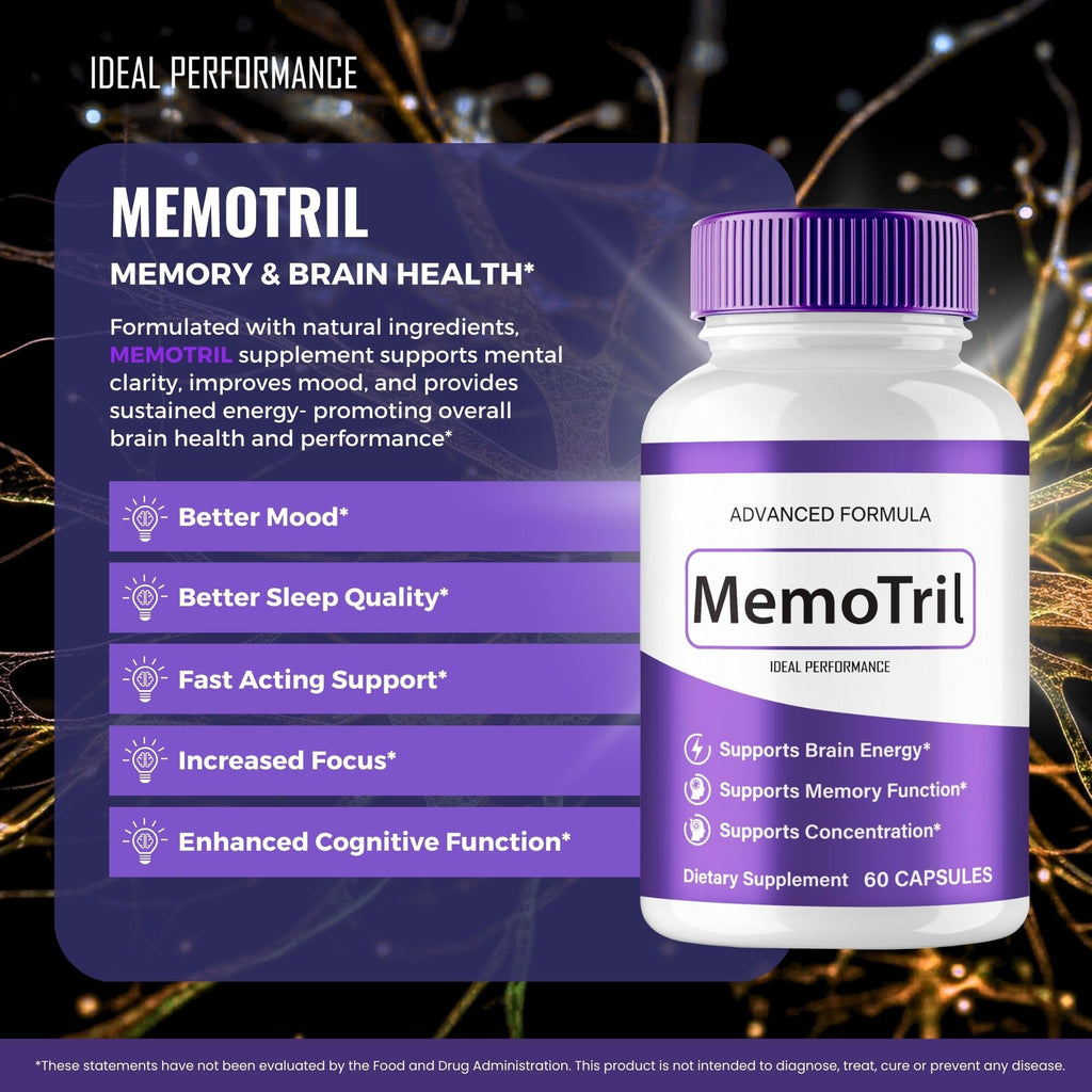 MemoTril Capsulas, Memo Tril Memory Capsules, Official Supplement for Brain Health Support - Maximum Strength, Advanced Formula Nootropic Pills, All Natural Memo Tril Capsules Reviews (5 Pack)